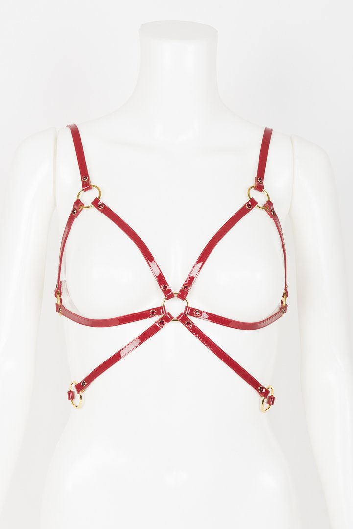 fraulein-kink-red-hot-cage-harness-bh-rot-gold-one-size image 1