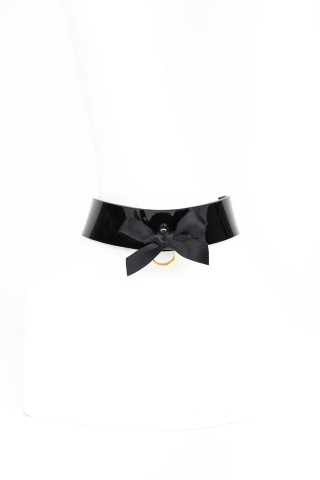 fr-ulein-kink-fk-halsband-schwarz-lackleder-schleife image 1
