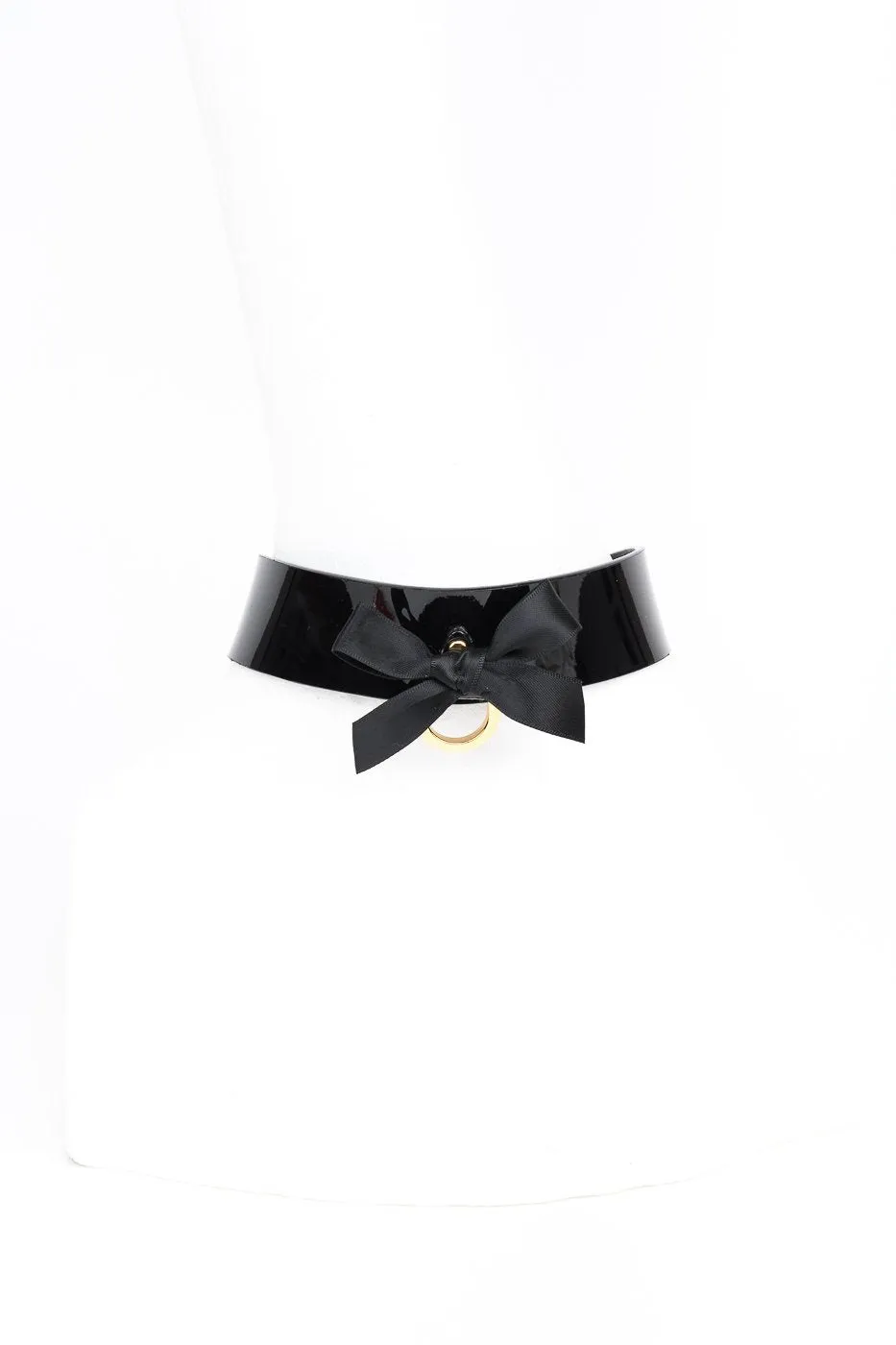 fr-ulein-kink-fk-halsband-schwarz-lackleder-schleife image 1