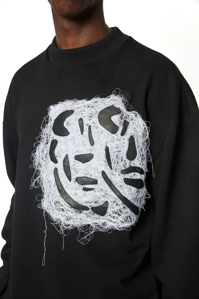 dennis-chuene-outerwear-faces-crew-neck-pullover-schwarz image 1