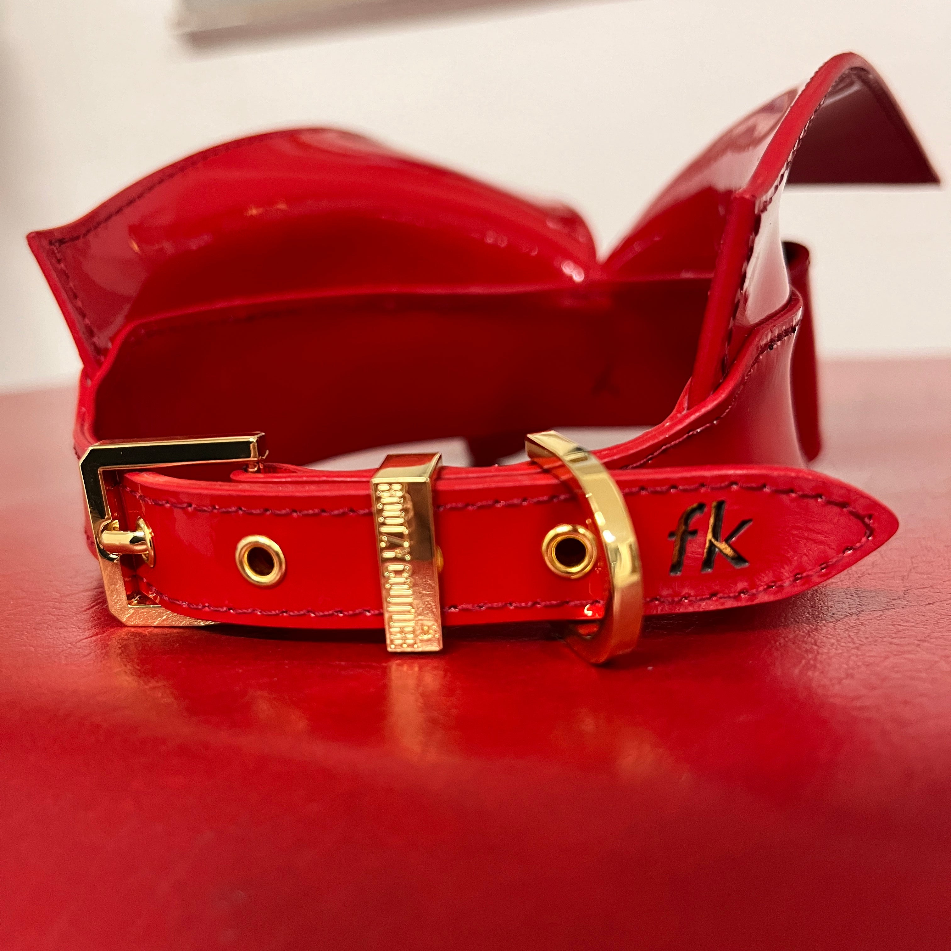 fr-ulein-kink-rouge-meister-collar-halsband-rot-lack-gold image 4