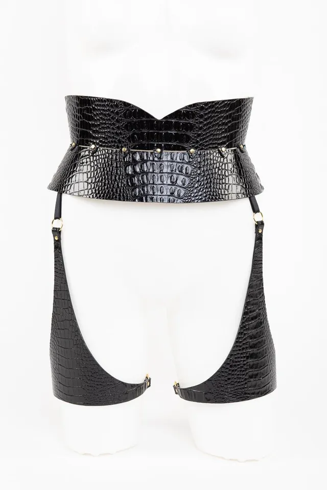 fraulein-kink-crocco-strapsg-rtel-leder-schwarz-kroko image 1