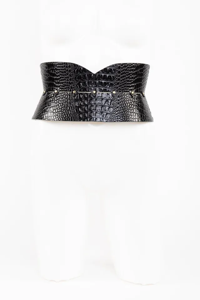 fr-ulein-kink-crocco-tailleng-rtel-kroko-lackleder-schwarz image 1