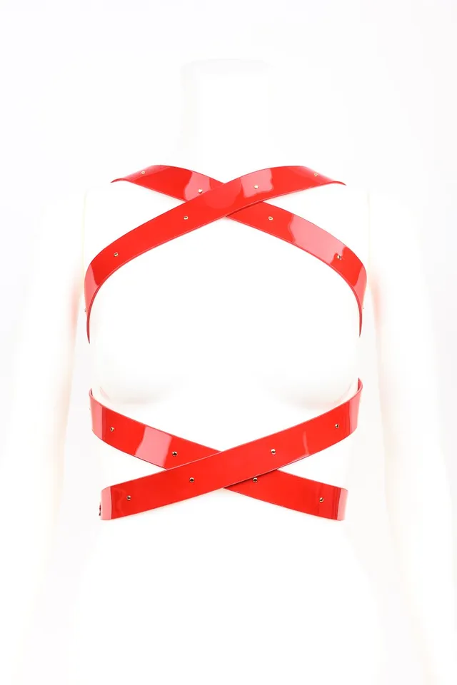fr-ulein-kink-roja-wrap-harness-rot-lackleder image 1