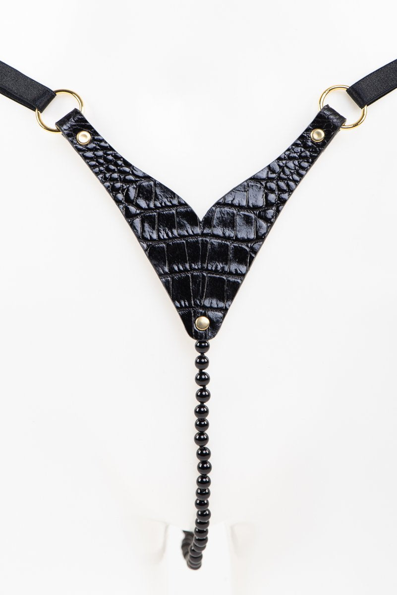 fr-ulein-kink-crocco-pearl-string-perlenstring-schwarz-leder image 2