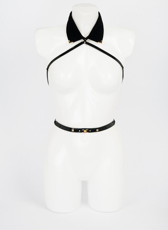 fr-ulein-kink-noir-collar-harness-samt-mit-kette image 3