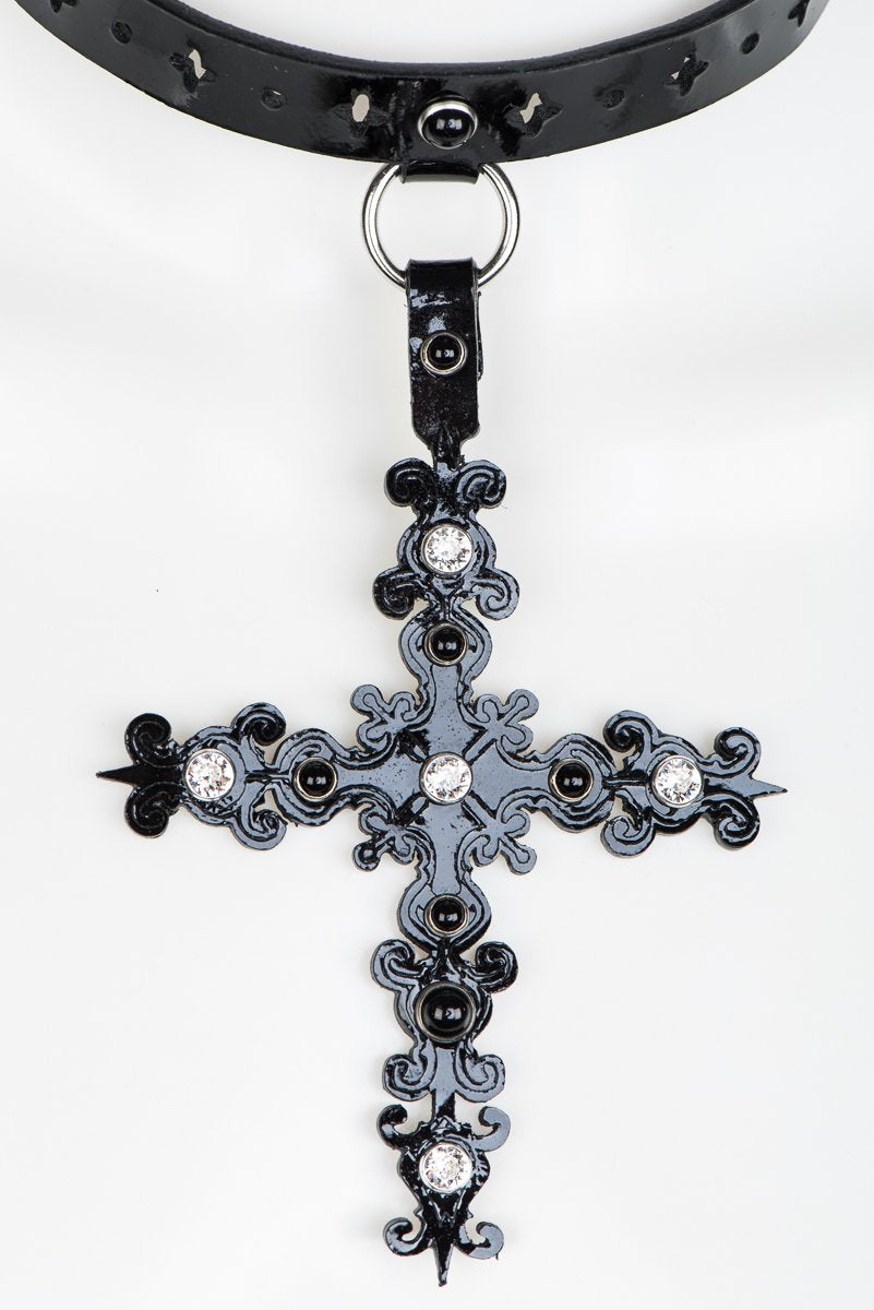 fr-ulein-kink-nero-choker-halsband-schwarz-lack-kreuz image 3
