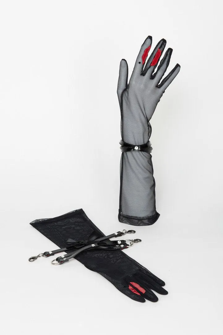 fr-ulein-kink-kiss-handschuhe-t-ll-lack-swarovski-manschette image 1