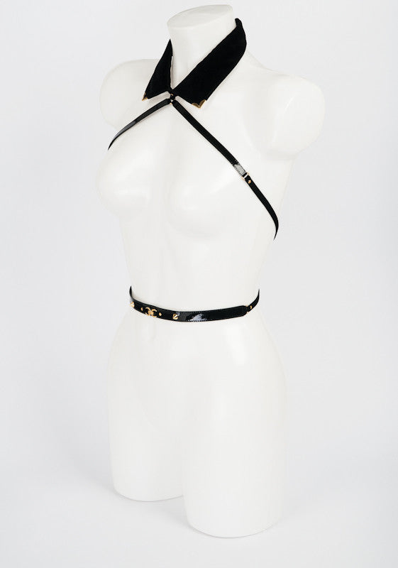 fr-ulein-kink-noir-collar-harness-samt-mit-kette image 4