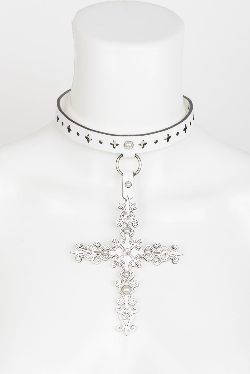 fr-ulein-kink-bianco-choker-halsband-wei-lack image 1