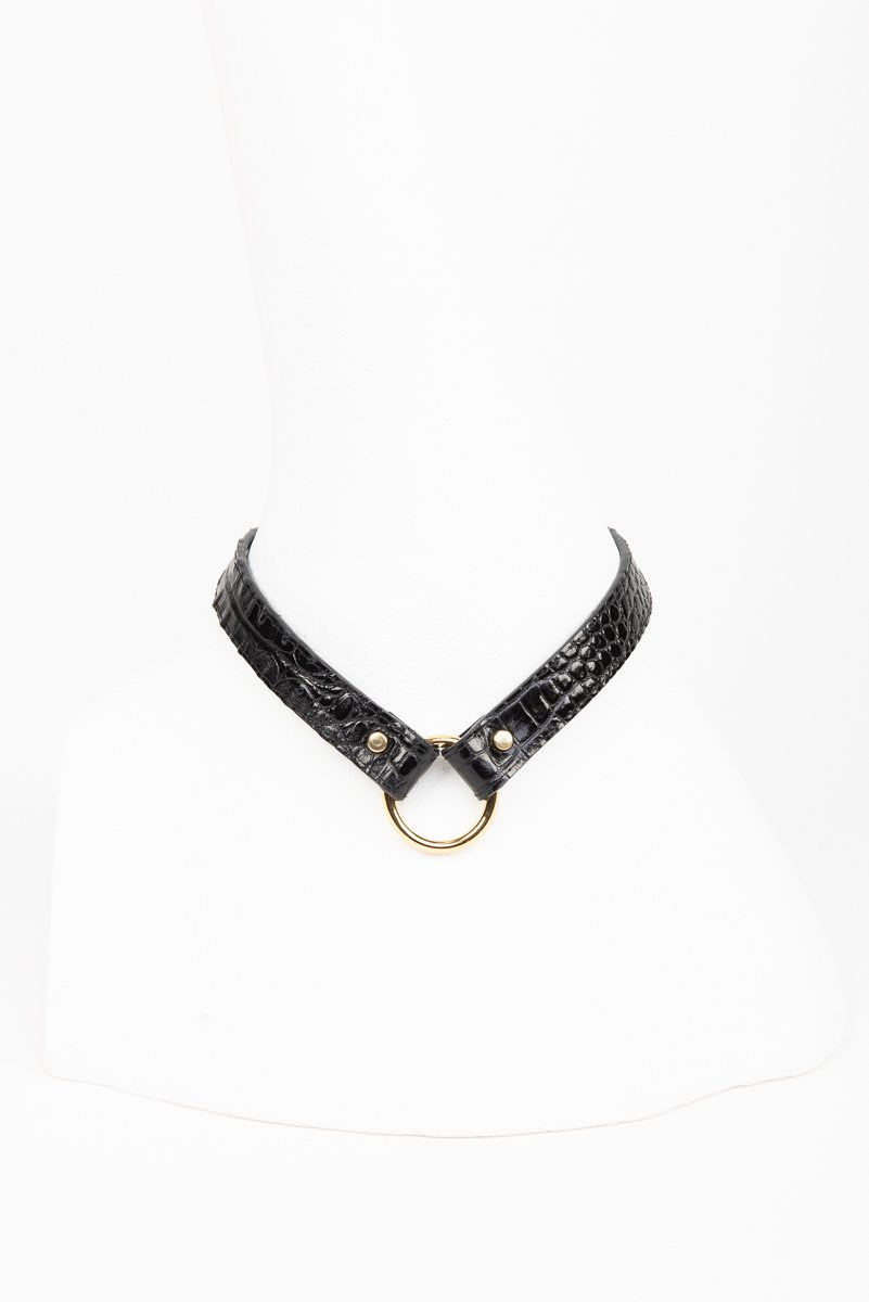 fr-ulein-kink-crocco-collar-halsband-leder-kroko-schwarz image 2