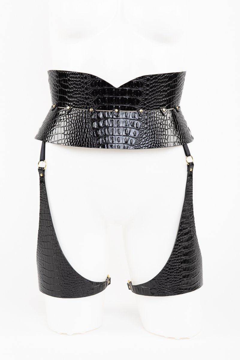 fraulein-kink-crocco-strapsg-rtel-leder-schwarz-kroko image 1