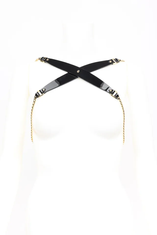 fr-ulein-kink-rica-chain-harness-schwarz-lackleder-kette image 1