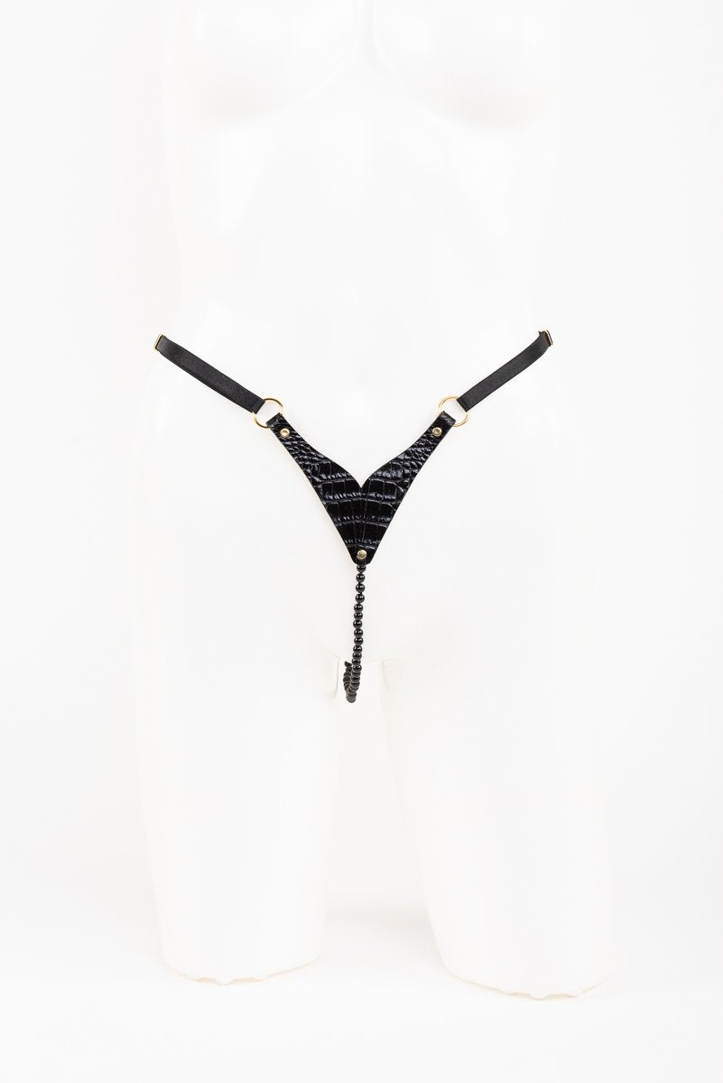 fr-ulein-kink-crocco-pearl-string-perlenstring-schwarz-leder image 1
