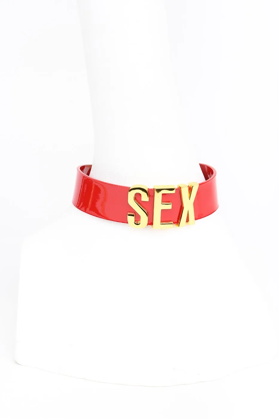 fraulein-kink-collars-roja-gold-letter-collar-halsband-rot image 1