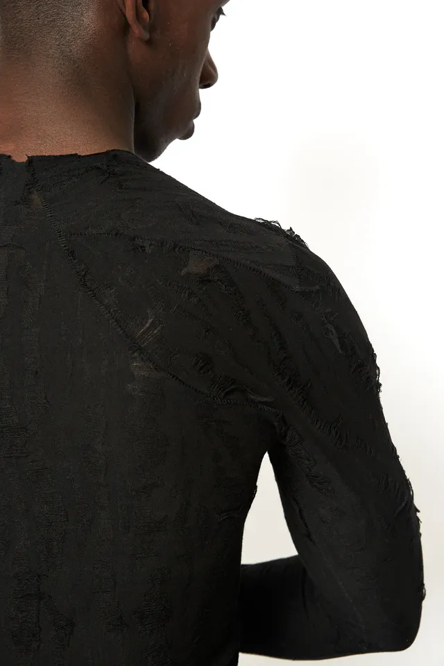 dennis-chuene-distressed-tee-t-shirt-schwarz-viskose image 1