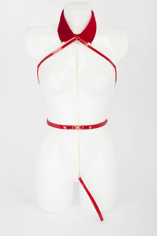 fr-ulein-kink-harnesses-rouge-harness-damen-samt-rot image 1