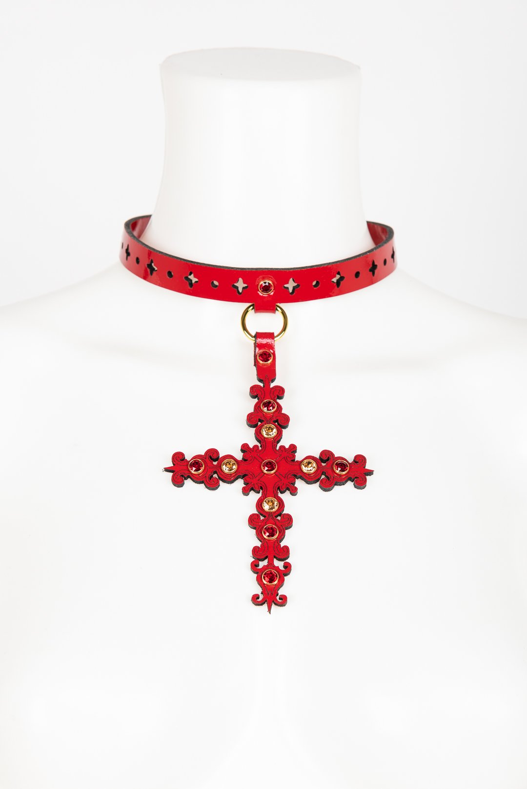 fr-ulein-kink-collars-rosso-choker-halsband-rot-kreuz image 1