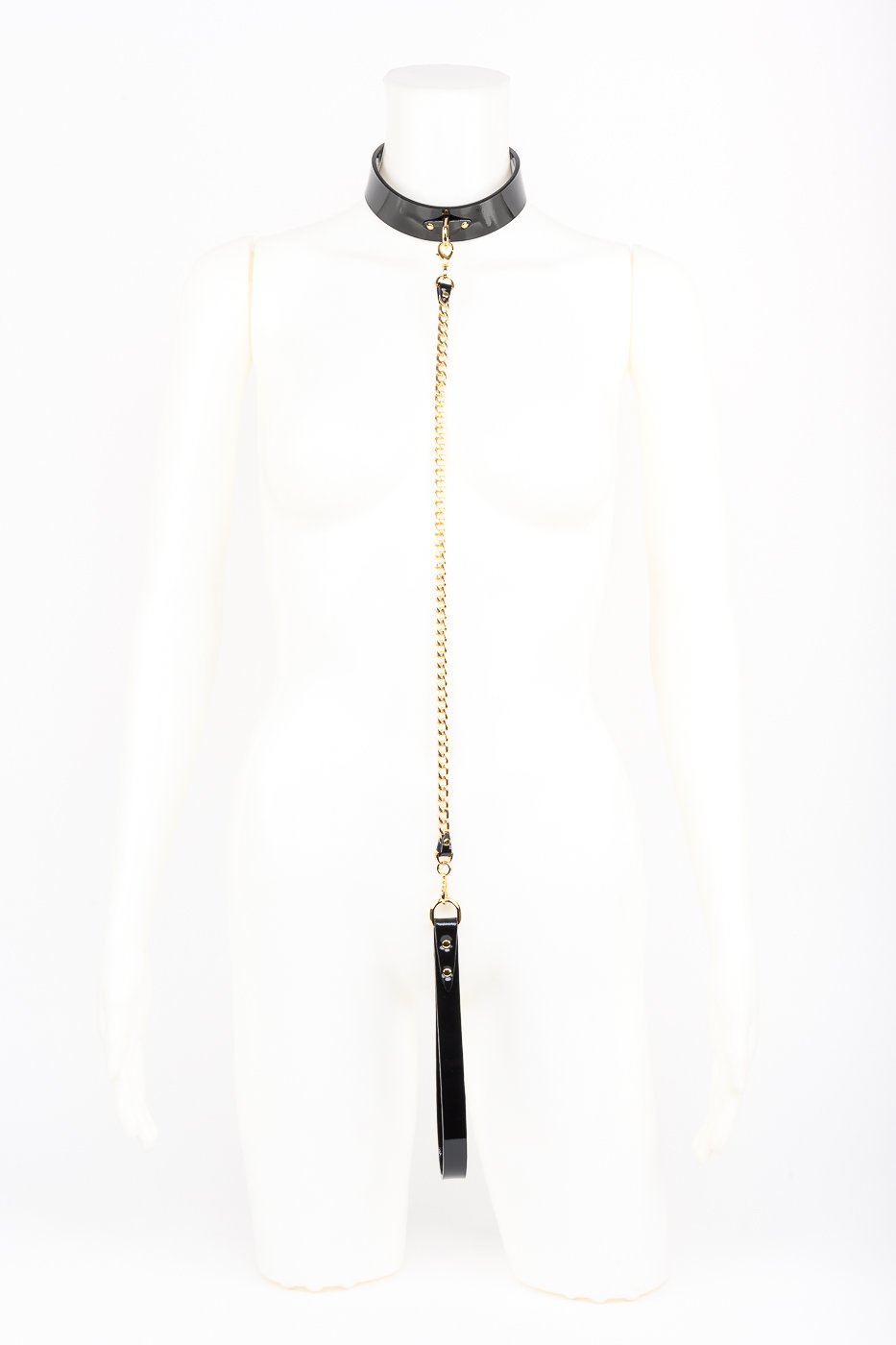 fraulein-kink-rica-halsband-mit-leine-schwarz-gold image 1