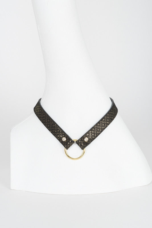fr-ulein-kink-lush-collar-halsband-leder-schwarz-goldfolie image 2