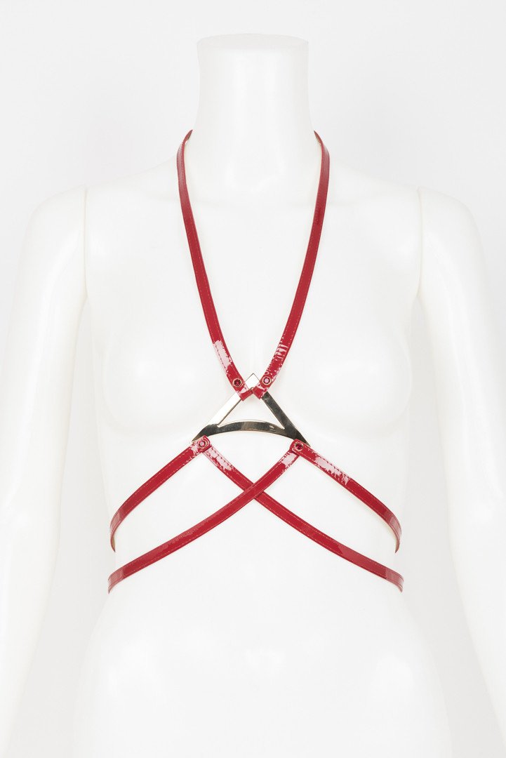 fr-ulein-kink-red-hot-harness-body-lackleder-rot-one-size image 1