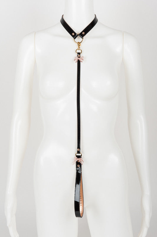 fraulein-kink-n-nette-halsband-mit-leine-rosegold-leder image 1