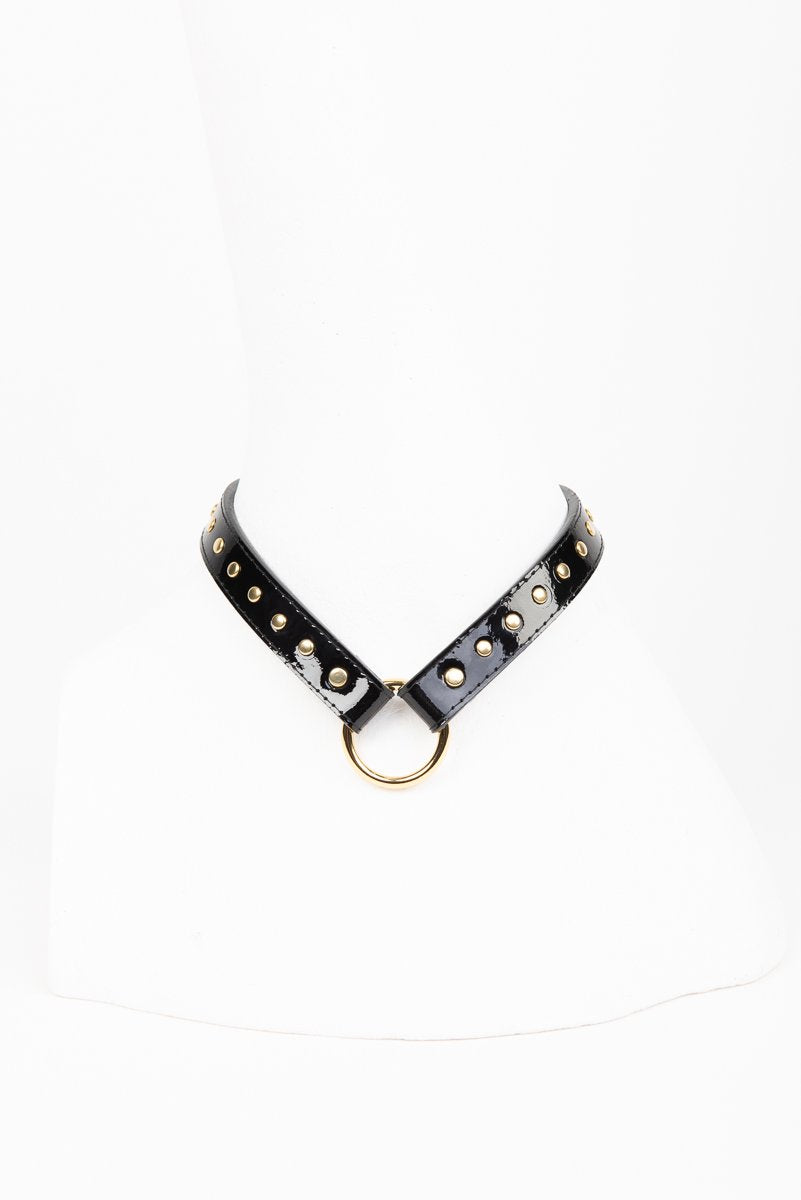 fraulein-kink-ricco-collar-halsband-schwarz-lackleder-gold image 3