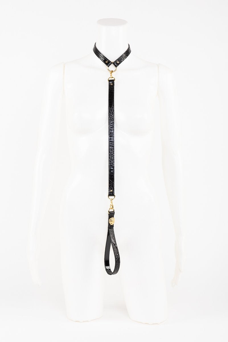 fr-ulein-kink-crocco-t-strap-fesseln-kroko-schwarz image 3