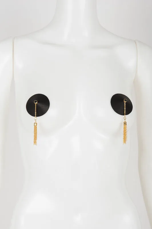 fraulein-kink-onyx-chain-pasties-schwarz-gold-kette-leder image 1