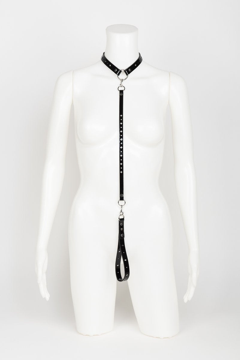 fr-ulein-kink-nero-lead-halsband-schwarz-lackleder-mit-leine image 1