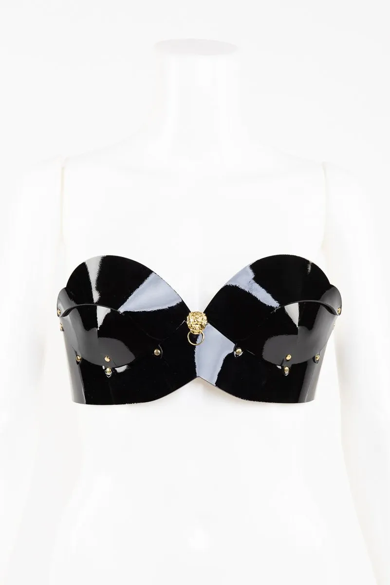 fraulein-kink-leone-bh-schwarz-lack-leder-l-wenkopf-gold image 1