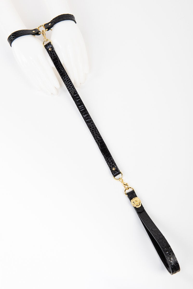 fr-ulein-kink-crocco-t-strap-fesseln-kroko-schwarz image 1