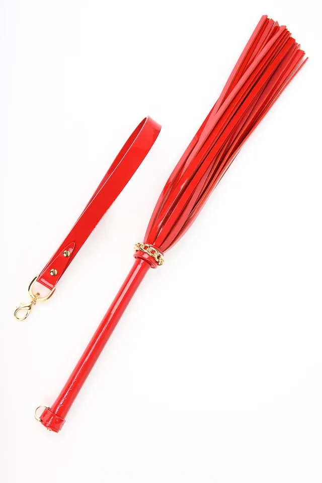 fr-ulein-kink-crops-roja-flogger-peitsche-rot-leder image 1