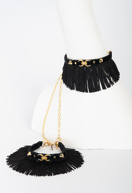 fr-ulein-kink-noir-fringe-handfesseln-schwarz-gold-fransen image 1