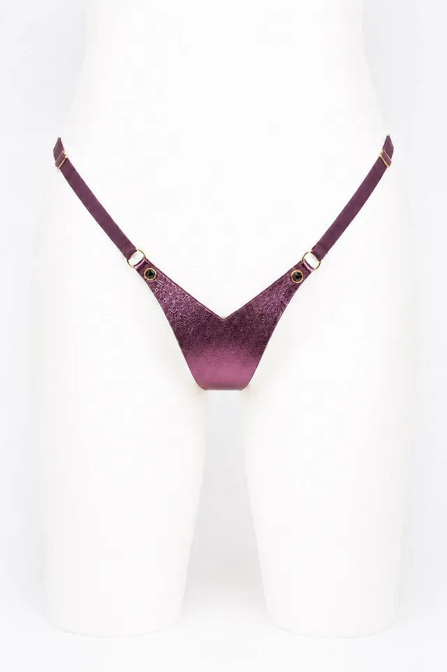 fraulein-kink-lingerie-violet-mini-string-lederstring-lila-one-size image 1