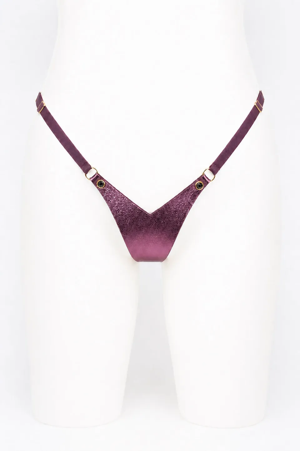 fraulein-kink-lingerie-violet-mini-string-lederstring-lila-one-size image 1