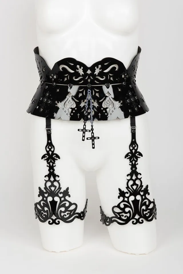 fr-ulein-kink-nero-tailleng-rtel-strapsg-rtel-lack-schwarz-s-m image 1