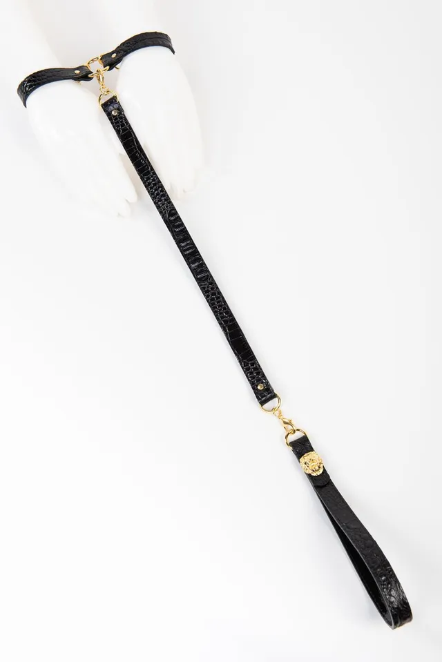 fr-ulein-kink-crocco-t-strap-fesseln-kroko-schwarz image 1