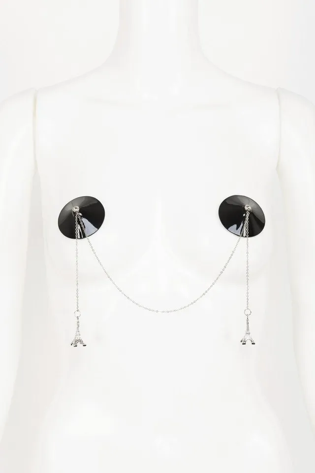 fr-ulein-kink-eiffel-chain-pasties-schwarz-silber-kette image 1