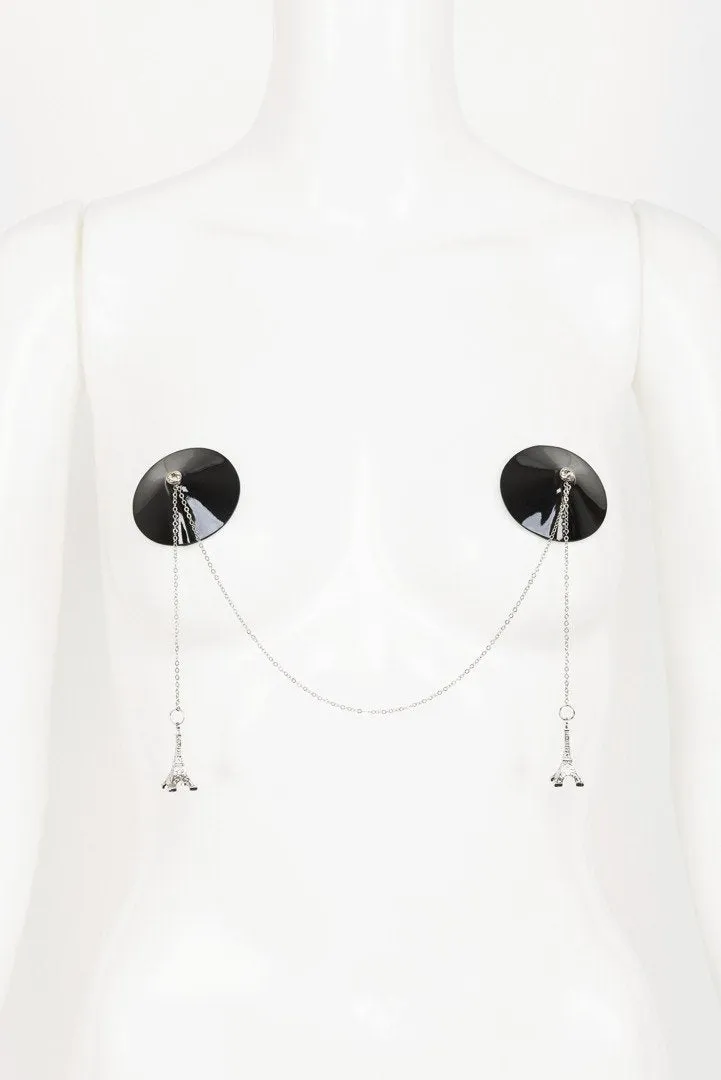 fr-ulein-kink-eiffel-chain-pasties-schwarz-silber-kette image 1