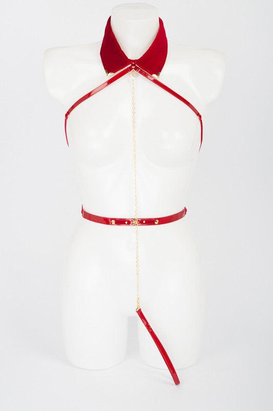 fr-ulein-kink-harnesses-rouge-harness-damen-samt-rot image 1