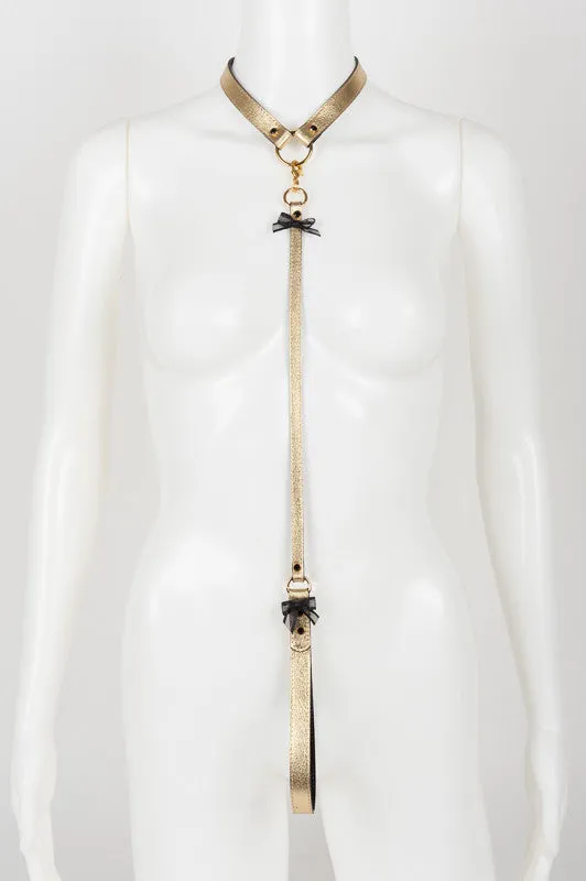 fr-ulein-kink-collars-oro-lead-halsband-gold-leine image 1