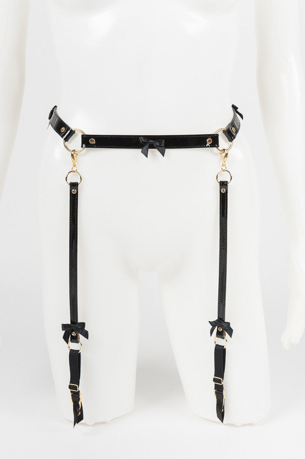 fru00e4ulein-kink-jet-strapsgu00fcrtel-schwarz-gold-leder image 1