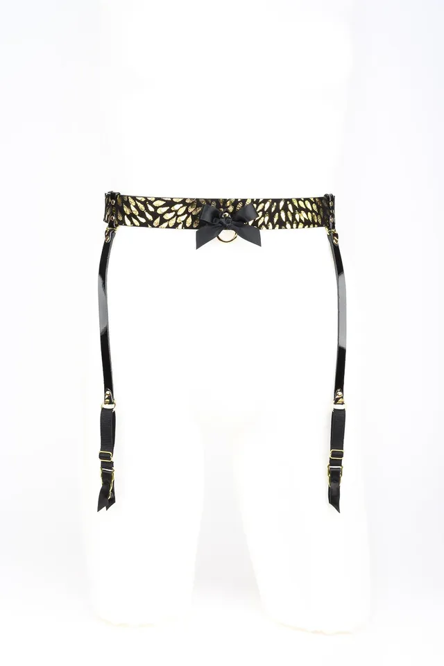 fr-ulein-kink-deluxe-strapsg-rtel-leder-schwarz-gold image 1