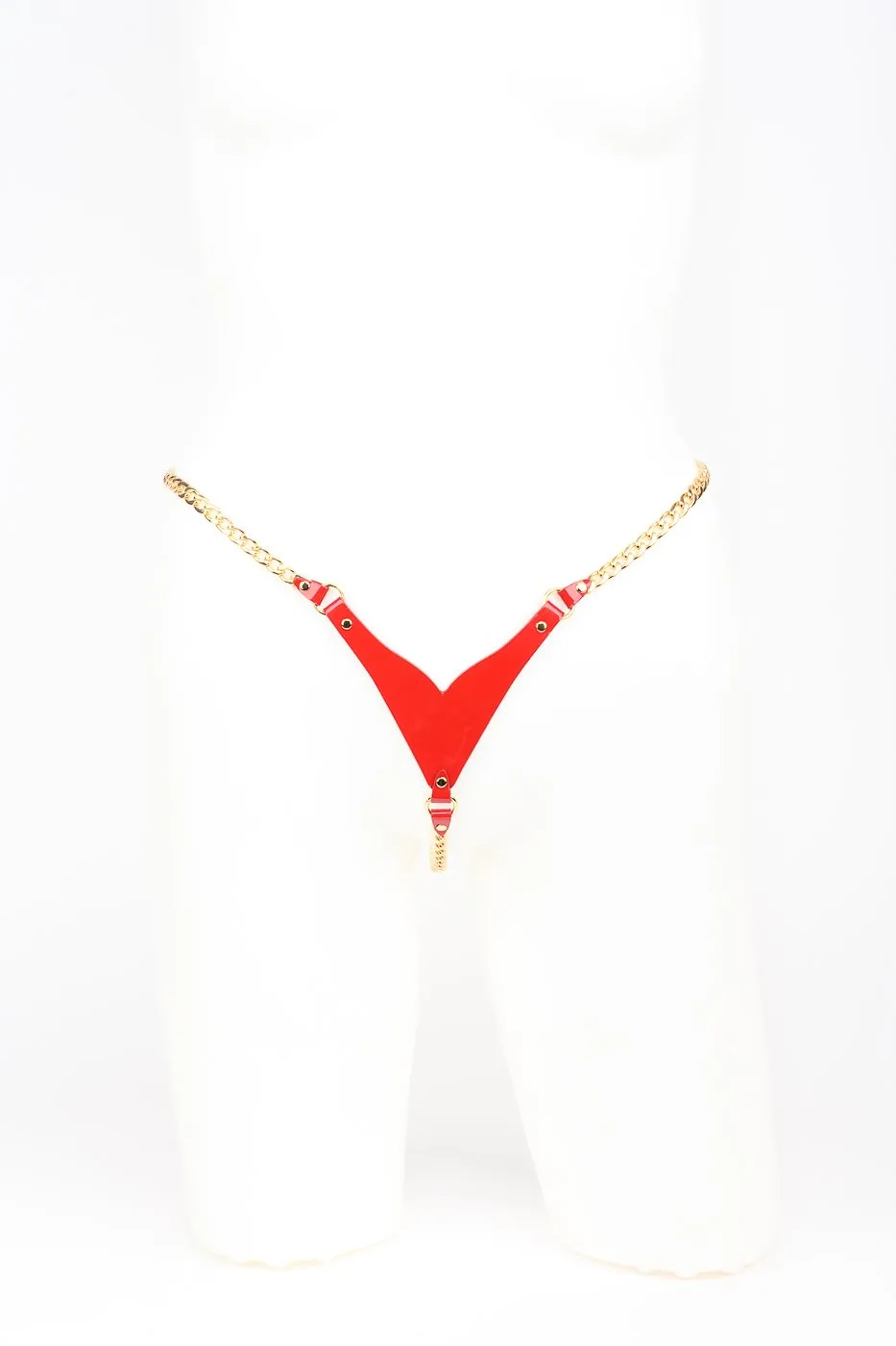 fru00e4ulein-kink-roja-chain-string-string-s-m-rotes-lackleder image 1
