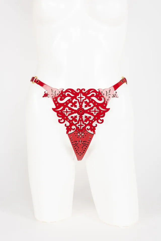 fr-ulein-kink-rosso-string-tanga-rot-lackleder-s-m image 1
