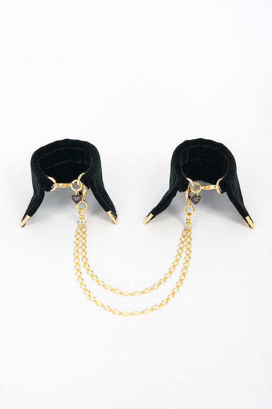 fr-ulein-kink-noir-velvet-cuffs-samt-handfesseln-goldkette image 1
