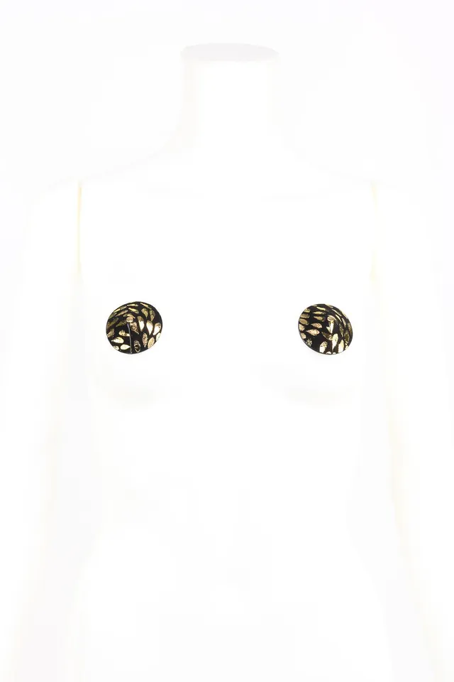 fraulein-kink-deluxe-pasties-gold-schwarz-nieten-nippelcover image 1