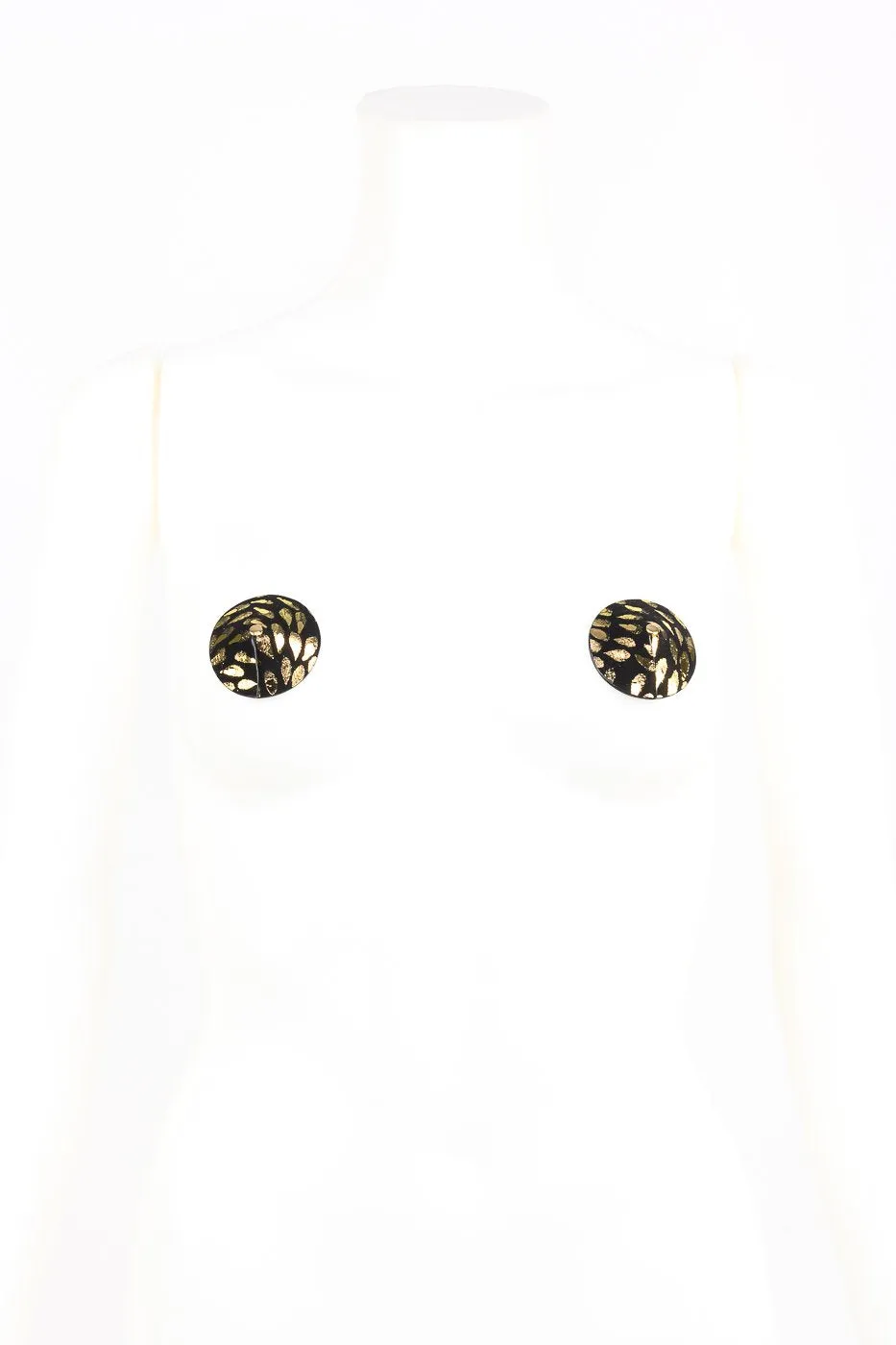 fraulein-kink-deluxe-pasties-gold-schwarz-nieten-nippelcover image 1