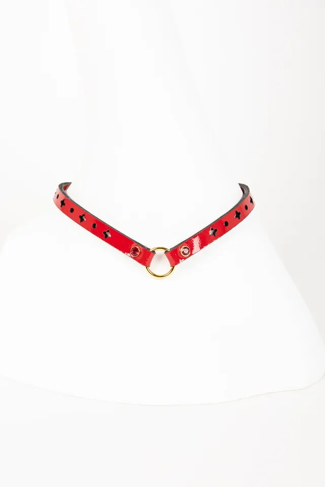 fr-ulein-kink-rosso-skinny-collar-halsband-rot-lackleder image 1